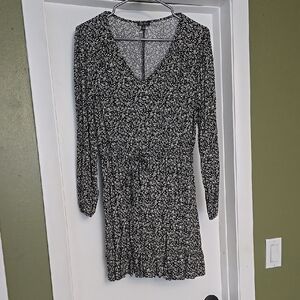 Floral Black and White Women's Dress